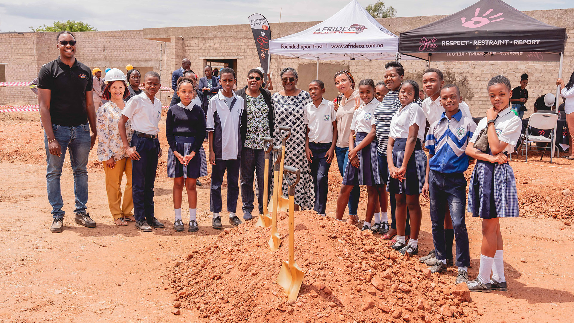 School pupils visit the #BeFree Youth Campus Site in Katutura, Windhoek – November 2022